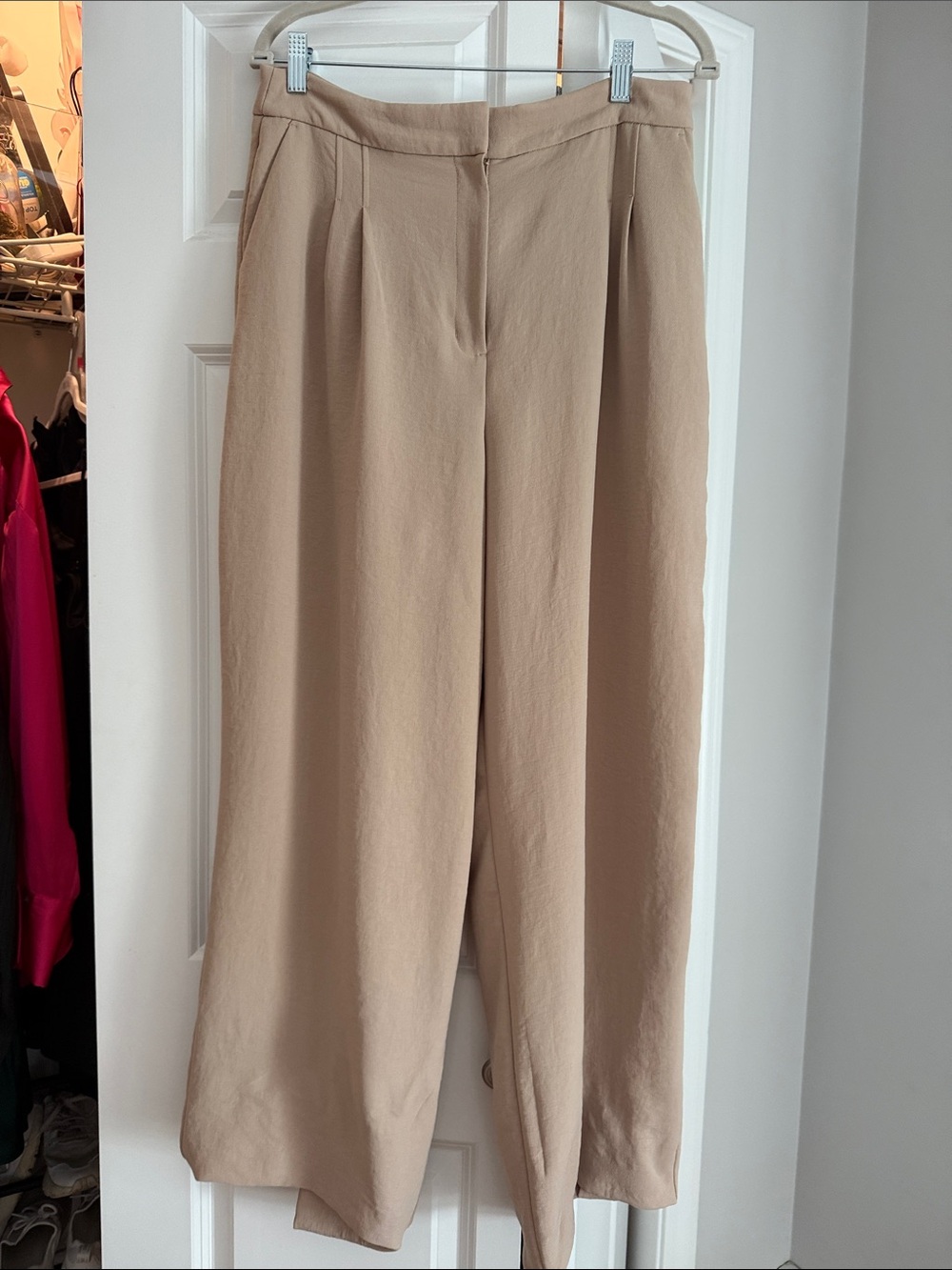 Express Beige High-Waist Trousers